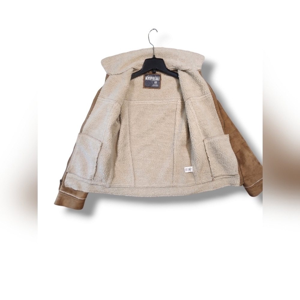 Aeropostale Bomber Jacket Faux Suede Soft Warm Womens Size XS - Picture 9 of 11